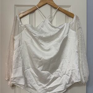 Heartloom White Sequin Sleeve Blouse